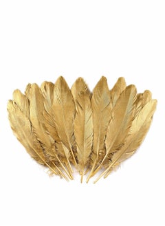 اشتري Gold Goose Feathers for Craft - 6-8 inch 60 pcs Natural Feathers for Wedding Party Decorations,DIY Crafts and Clothing Accessories (Gold) في الامارات