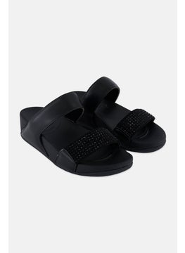 Buy Women Slip On Embellished Sandals, Black in Saudi Arabia