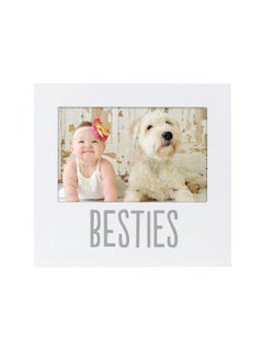 Buy Bestie And Baby Frame Baby And Pet Keepsake Frame 4" X 6" Photo Insert Tabletop And Wall Mount Picture Frame White in UAE