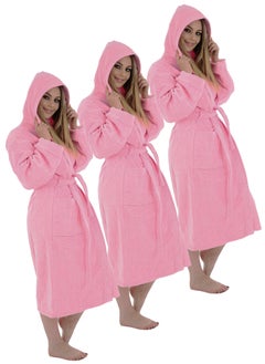 اشتري 3 Pieces Pink Color Unisex Spa Terry Dressing Gown XXL Size في الامارات