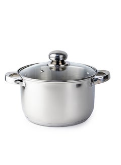 اشتري Amara Stainless Steel Casserole Pot with Twin Handles 20x12.5cm, Vented Glass Lid, Induction Ready, Oven Safe - 5-layer base في الامارات