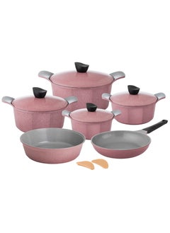 اشتري Joel Granite Cookware Set 12 Pieces Pink Color في السعودية