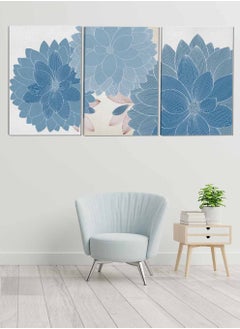 Buy Set Of 3 Framed Canvas Wall Arts Stretched Over Wooden Frame Dahlia Flowers Abstract Paintings For Home Living Room Office Decor in Saudi Arabia