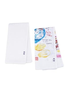 Buy Garner Printed 2-Piece Kitchen Towel Set 50X70cm - Red in UAE