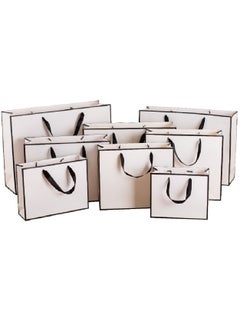 اشتري 10 Packed White With Black Border Shopping Paper Bags. Size :H28*L20*D10Cm(Vertical) في الامارات