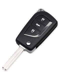 اشتري 3 Buttons Replacement Uncut Keyless Entry Remote Flip Car Key FOB Shell Case for Toyota Prado RAV4 Vios hilux Yaris Levin Camry Reiz Highlander Corolla في الامارات