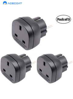 Buy 3Pcs UK to EU Plug Adapter-3 Pin KSA/UAE to 2 Pin Germany/France/Spain/Italy Travel Conversion Socket with Safety Door-16A 250V Black Universal Flame Retardant Portable CE BS8546 Plug (Type E/F/G ) in Saudi Arabia