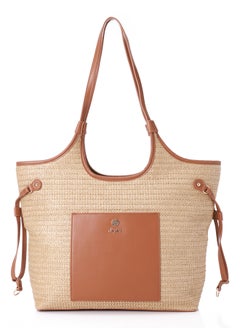 Buy Braided Pattern Beige Straw Shoulder Bag in Egypt