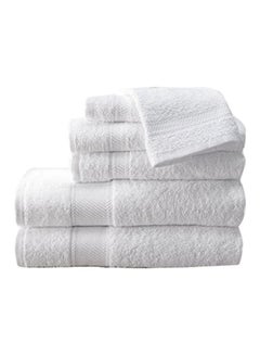 اشتري طقم مناشف استحمام بنسيج دوبي بتصميم مائل مكون من 6 قطع أبيض 2 x Bath Towel (30 56), Hand (16 27) And Wash Cloth (13 13)بوصة في السعودية