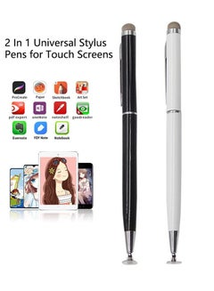Buy 2 In 1 Universal Stylus Pens for Touch Screens, 2-Piece High Sensitive Sensitivity & Precision Stylus, Capacitive Stylus with Pen clip, for All Universal Touch Screen Devices (Black&White) in Saudi Arabia