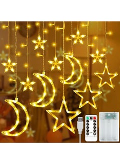 Buy Ramadan Decorations for Home, Large Star Moon Curtain Lights for Kids Bedroom Decor,Remote Control & Battery Case Powered Fairy Lights in UAE