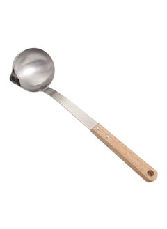 Buy Soup Ladle Oil Separator stainless Steel Long wooden handle Scoop Kitchen Colander Filtering Grease Spoon in UAE