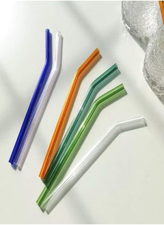 اشتري Glass Straws, Heat Resistant, Anti-Lipstick, Pearl Milk Tea, Transparent, Adult, Mom, Eco-Friendly, Non-disposable, Thick Straws (4 Pack) في مصر