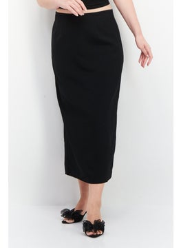 Buy Women Plain Midi Skirt, Black in Saudi Arabia