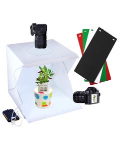 اشتري Photo Studio Box, Portable Photography Shooting Light Tent Kit, White Folding Lighting Softbox with 60 LED Lights + 4 Backdrops for Product Display (30x30x30cm Photo Studio) في الامارات