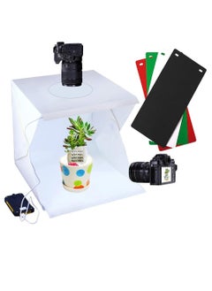 Buy Photo Studio Box, Portable Photography Shooting Light Tent Kit, White Folding Lighting Softbox with 60 LED Lights + 4 Backdrops for Product Display (30x30x30cm Photo Studio) in UAE