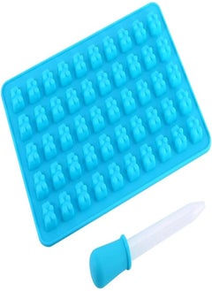 Buy Fresh 50 Cavity Silicone Gummy Bear Candy Chocolate Mold With a Dropper Making Bear Candy For Your Kids (Blue) in Egypt