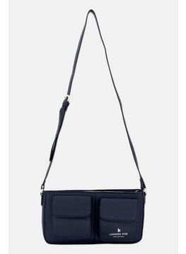 Buy Women Brand Logo Cross Body Bag 15 H X 30 L X 5 W cm, Navy Blue in UAE