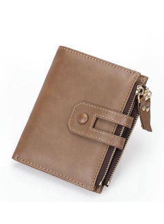 Buy Casual Leather Card  Small Zipper Around Wallet Coffee in Saudi Arabia