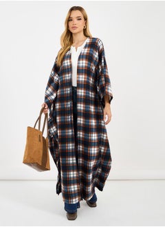 Buy Checked Pattern Wool Like Winter Cape Abaya in Saudi Arabia