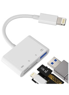 اشتري Camera Memory SD Card Reader Compatible for iPhone,Compatible with Lightning Male to USB Female OTG Adapter Micro TF Power Charging Splitter Charger Connector for Apple for ipad 12 11 xs xr x Camera في الامارات