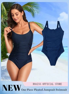 Buy One Piece Women's One Piece Swimsuit Belly Pleated High Stretch Adjustable Straps Swimsuit in UAE