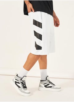 Buy Oversized Cotton Terry Block Striped Shorts in Saudi Arabia