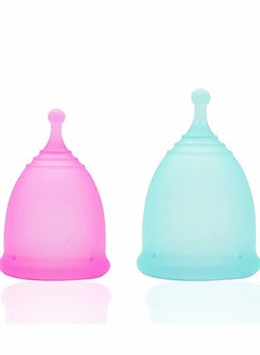 Buy Soft Menstrual Cup, Super and Flexible, Reusable Silicone Foldable Sterilizing Wear for 12 Hours, Easy to Clean Tampon Pad Alternative (1 Small 1 Large) in Saudi Arabia
