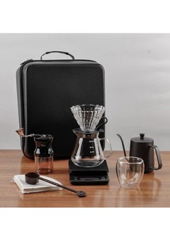 Buy Handheld Coffee Gift Set, Outdoor Camping, Portable Coffee Set, Mannal Grinder, Dripper Coffee Maker, Glass Lifter, Cup and Spoon Filter and Timer Scale, Travel Bag in Saudi Arabia