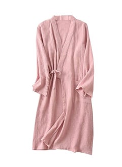 اشتري Womens Cotton Gauze Robe Soft Lightweight Kimono Maternity Bathrobe Loungewear Lounging Relaxed Bathrobe for Home Spa Pink في الامارات