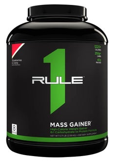 Buy Rule 1 Mass Gainer, Increase muscle mass and size, Support muscle growth and repair, Strawberries Cream Flavor, 5.78 Lbs in UAE