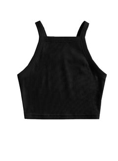 Buy Ribbed Knit Crop Top Spaghetti Strap - For Women in Egypt