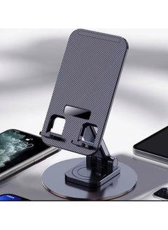 اشتري Metal 360° Rotating Desk Mobile Phone Holder Stand for iPhone Cellphone Smartphone Mobile Phones Ipad Telephone Reader Black في الامارات