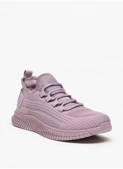 Buy Mesh Textured Walking Shoes with Lace-Up Closure in UAE