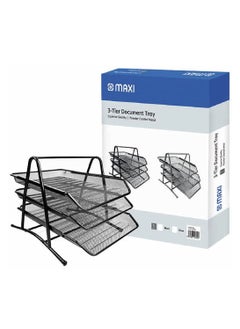 Buy 3-Tier Document Tray Metal Mesh Black Color in UAE