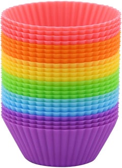 اشتري Mirenlife 2 Inch Mini Size Silicone Baking Cups Muffin Cups, Reusable and Nonstick Mini Cupcake Liners, Mini Chocolate Holders Truffle Cups, 24 Pack, 6 Vibrant Colors, Round في مصر