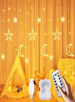 اشتري أضواء رمضان زخارف ستاري سترينج معلقة بطول 3.5 متر من مع أضواء ليد للقمر والنجوم ليلاً لتزيين المنزل في رمضان والحفلات بتيار USB وصندوق بطارية. في الامارات