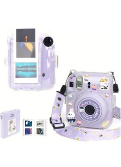 اشتري Case for Fujifilm Instax Mini 12 Camera Protective PU Leather Bag Cover with Adjustable Shoulder Strap and Mini Photo Album 64 Pockets (Shiny Silver) في السعودية