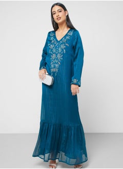 اشتري Printed Tiered Hem Jalabiya في الامارات