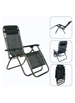 اشتري Foldable Camping Chair Zero Gravity Folding Lounge Chair Outdoor Lounge Gravity Chair Camping Reclining Lounge Chair with Pillow and Hand Rest Multipurpose Adjustable Chair في الامارات