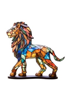 Buy SYOSI Stained Glass Animals Desktop Ornament, Metal Double Sided Lion Statue, Retro Desktop Decoration, Acrylic Lion Desktop Ornament, Imitation Glass Art Tabletop Decor in Saudi Arabia