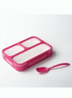 اشتري 3 Compartments Bento Lunch Box For Kids With Spoon for On-the-Go Meal في السعودية