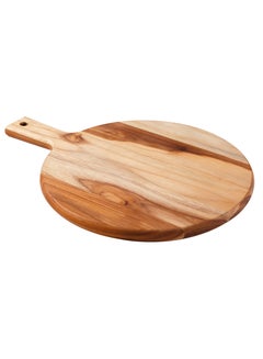 Buy Kitchen 40x30cm Teak Wood Pizza Board with Handle with Mineral Oil Finish in UAE