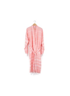 اشتري Context Men and Women 100% Organic Turkish Cotton Ultra Absorbent Beach, Bath, Pool, Hotel and spa peshtemal Robe Unisex Turkish Bathrobe, Large/Extra Large, Coral في الامارات