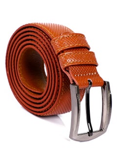 اشتري Silver Buckle Swlf Patterned  Leather Belt - Havana في مصر