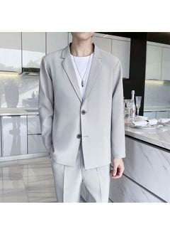 اشتري Casual Slim Fit Mens Blazer Korean Trendy Suit Jacket K38 single west gray في الامارات