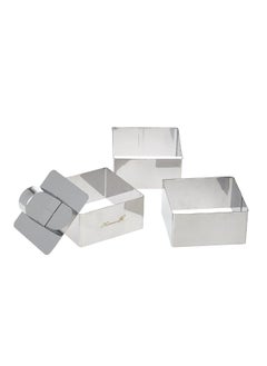 Buy Harmony 3-Piece Square Cake Ring Set, Chrome in UAE