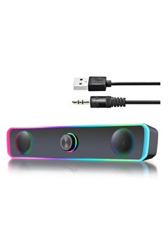 Buy Computer Speakers for PC Desktop Monitor, Bluetooth 5.3, USB Powered Computer Soundbar with LED RGB Light, Knob Volume Control, 3.5mm Aux Input, HiFi Stereo Gaming Speakers for Desktop in UAE