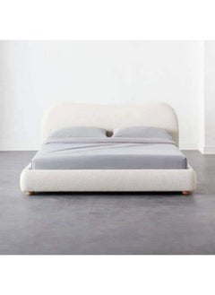 Buy Swedish wood, MDF and velvet Single Bed -  200x120x115 cm  - Off White in Saudi Arabia