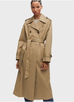 Buy Pocket Detail Longline Trench Coat in UAE